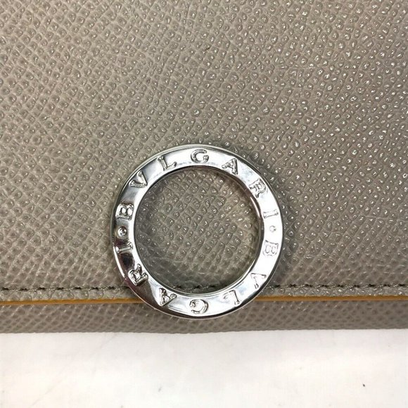 BVLGARI Bulgari Bulgari Logo clip Two fold Folded wallet Leather Gray x Yellow - Picture 6 of 16